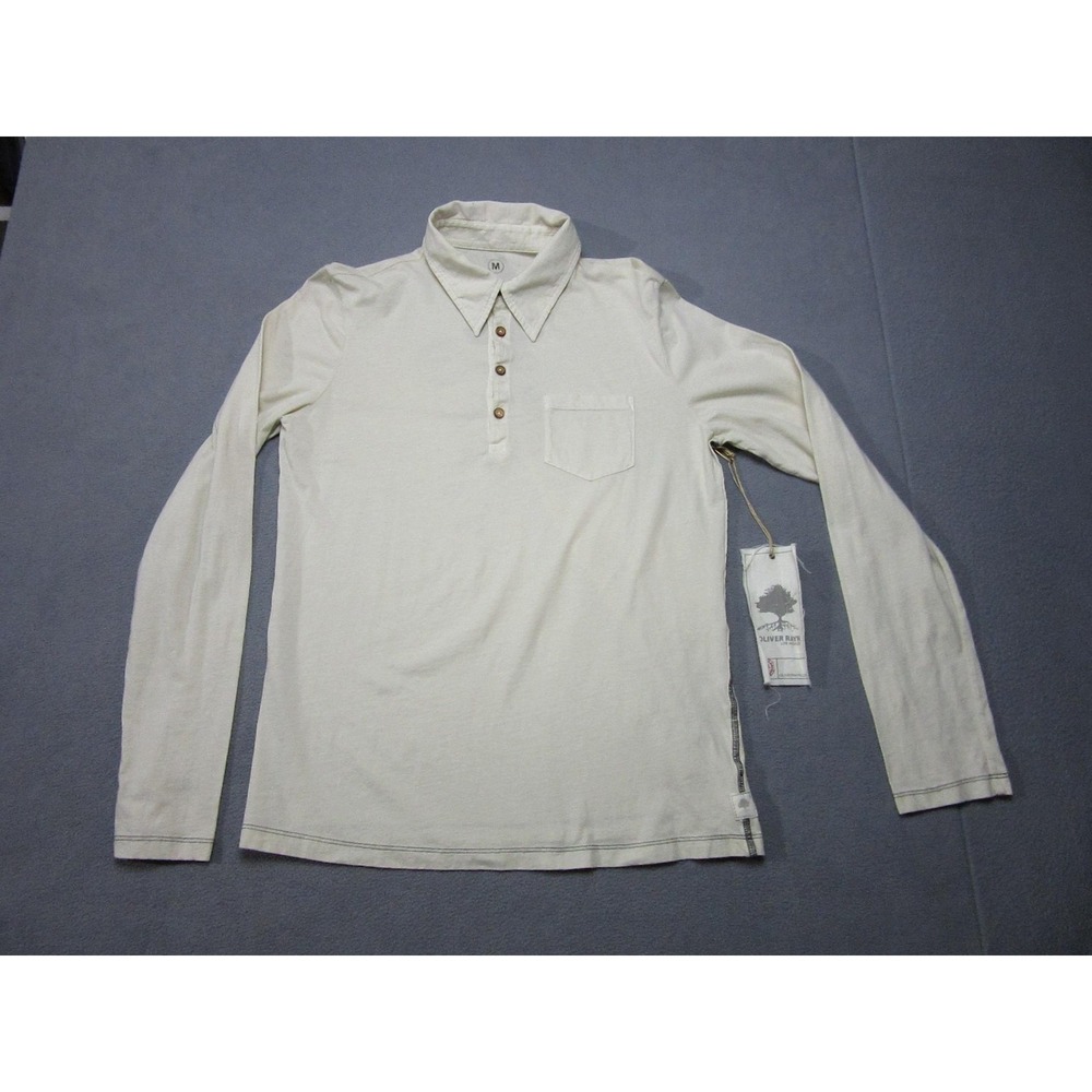 Oliver Rayn Polo Shirt Mens Medium Beige New Long Sleeve Cotton Jersey USA